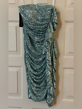 Nicole Bakti Sequin Strapless Mini Dress